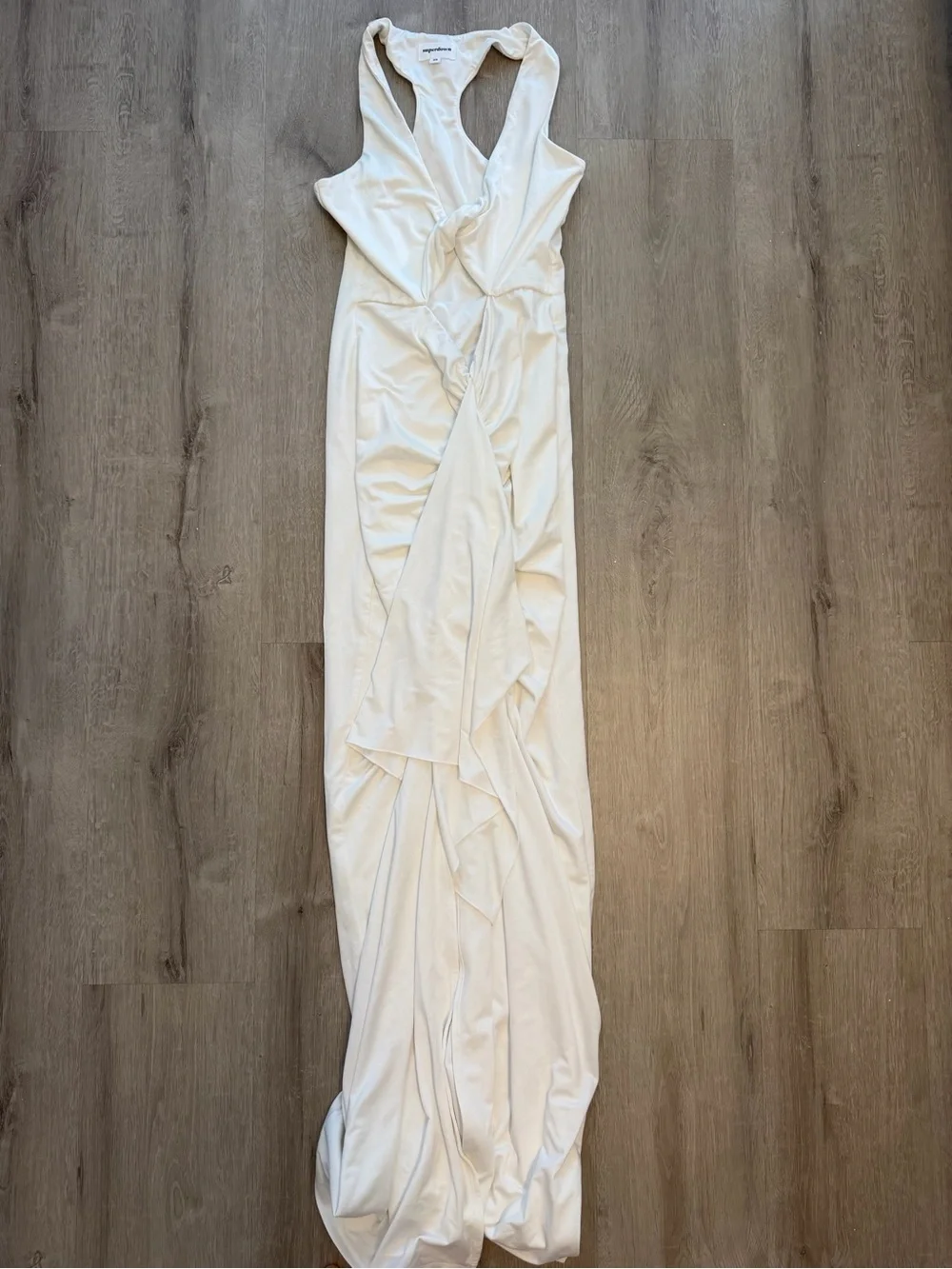 SUPERDOWN Amai Maxi Dress With Front Cut-Out And Draped Ruffles - Picture 7 of 9
